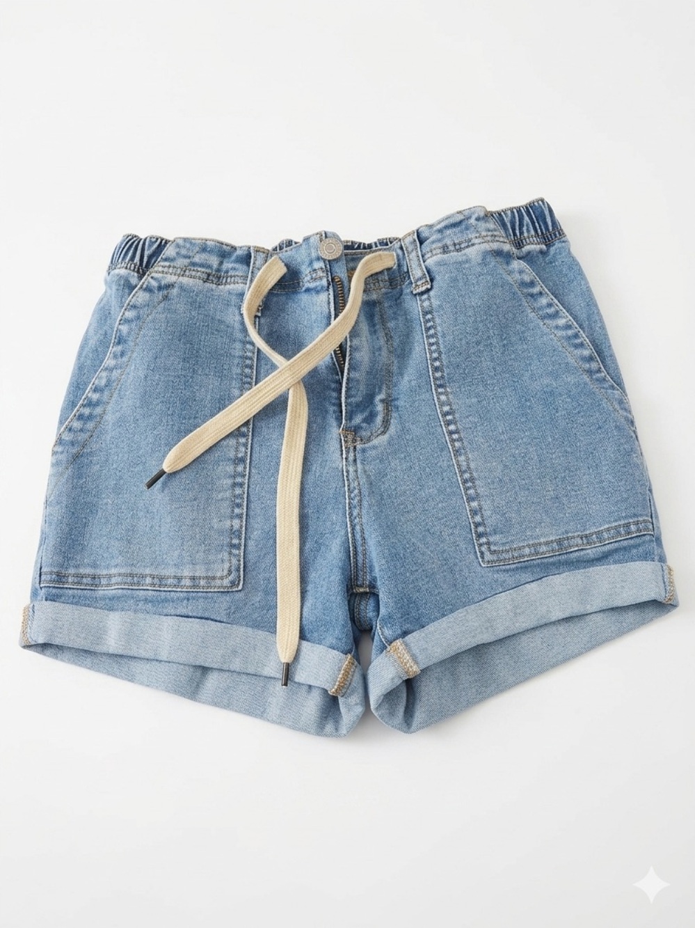 Judy Blue Light Blue Denim Drawstring Rolled-Hem Shorts
